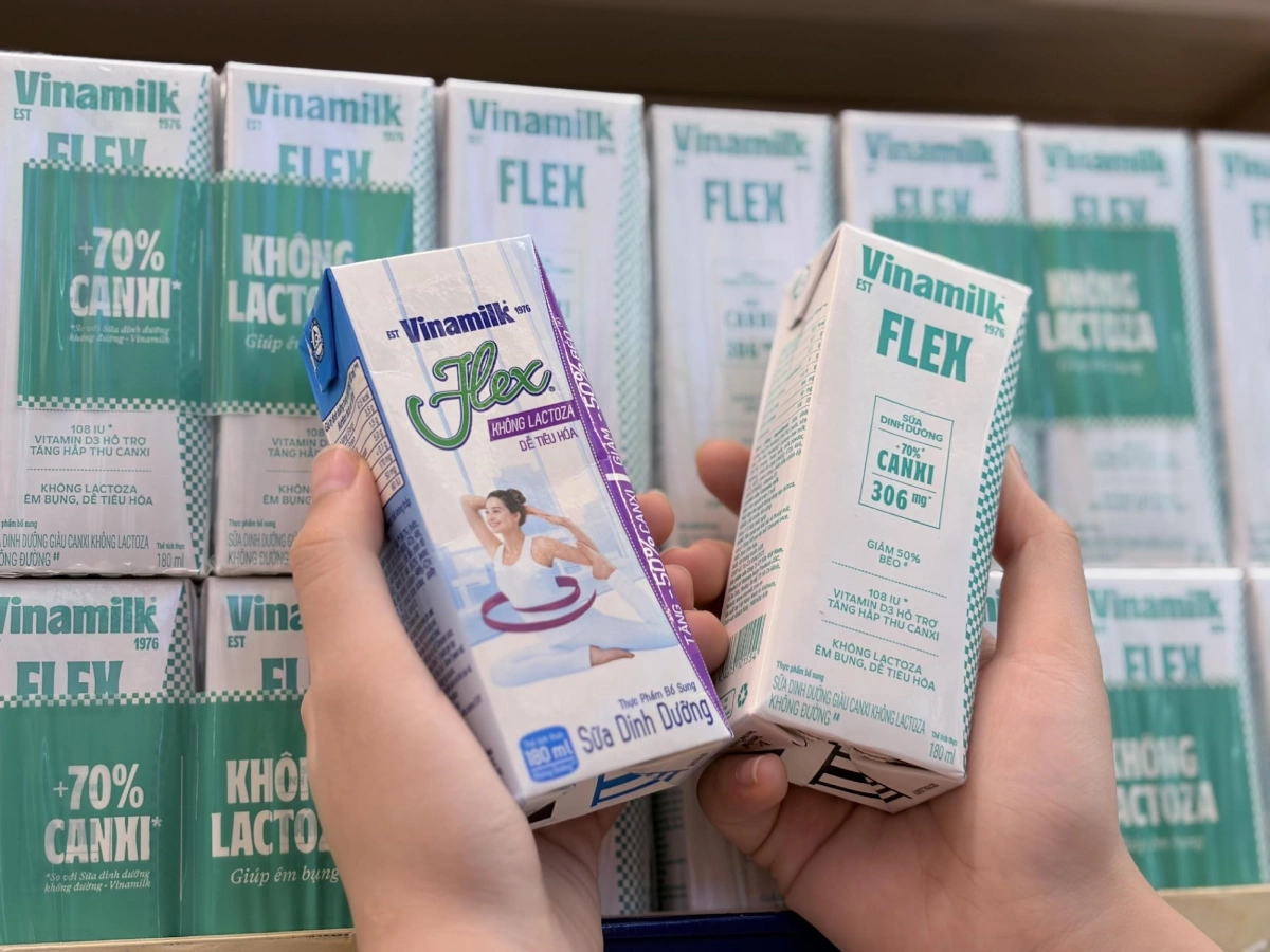 Bao bì cũ (trái) và mới của Vinamilk Flex. Ảnh: Vinamilk